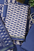 Cream & Navy Cotton Dabu Block Print Unstitched Suit Material