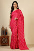 Red Modal Silk Saree with Zari Pinstripes