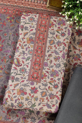 Grey Color Pashmina Floral Printed Unstitched Suit Fabric