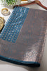 Blue Denim Zari Banarasi Woven Silk Saree