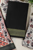 Black Cotton Unstitched Suit Material With Floral Printed Dupatta & Salwar