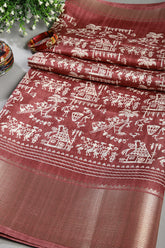 Mauve Color Cotton Silk Printed Saree