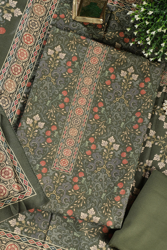 Green Digital Printed Pashmina Unstitched Suit Fabric