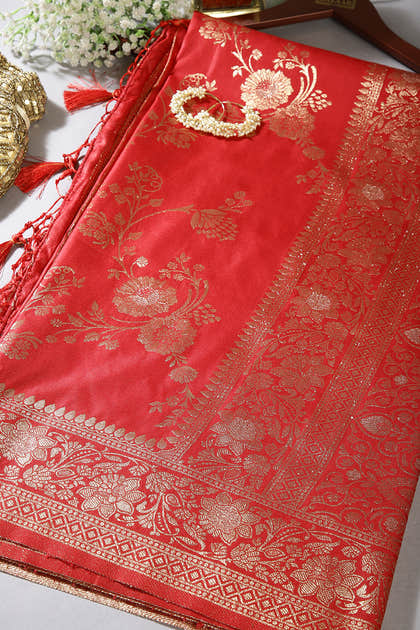 Red Color Art Silk Zari Woven Saree