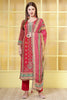 Magenta Crepe Silk Printed Straight Suit