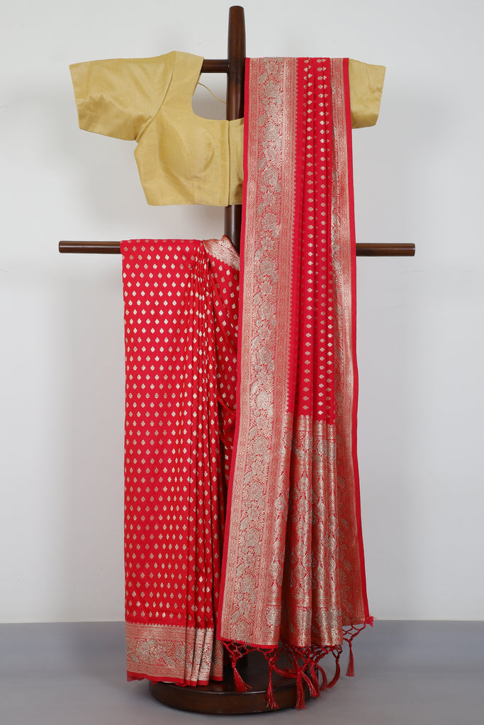 Rani Silk Zari Woven And Swaroski Work Saree