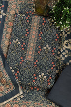 Blue Digital Printed Pashmina Unstitched Suit Fabric