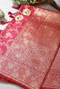 Cranberry Color Raw Silk Zari Woven Saree