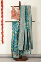 Teal Silk Zari & Resham Woven Saree