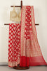 Red Pure Khaddi Georgette Banarasi Saree with Zardozi Handwork