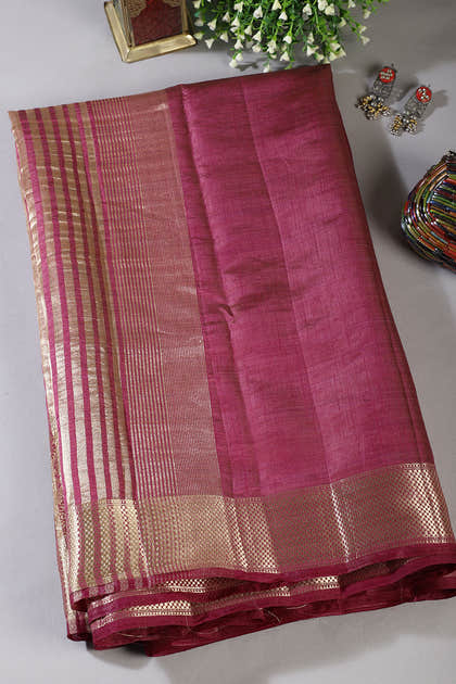 Wine Cotton Silk Woven Saree