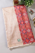 Beige Printed Tussar Silk Saree