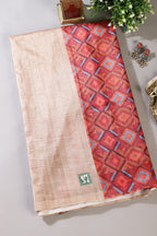 Beige Printed Tussar Silk Saree