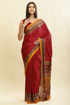 Maroon Crepe Printed Saree