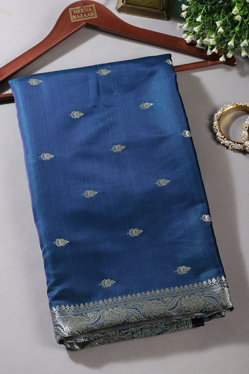 Nile Blue Banarsi Silk Zari Woven Saree