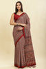 Maroon Cotton Silk Ajrakh Block Printed Saree