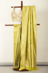 Pista Green Silk Zari Floral Zaal Woven Saree