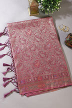Mauve Baluchari Silk Meenakari Woven Saree