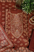 Brown Muslin Printed Unstitched Suit Fabric