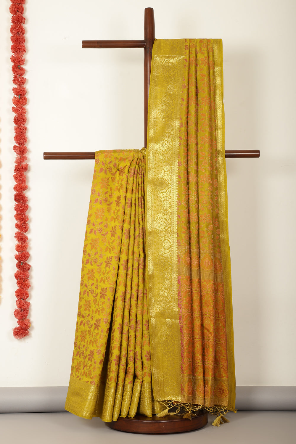 Sage Green Tussar Woven Silk Saree