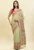 Pista Green Chanderi Cotton kashida Weaves Saree