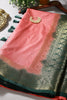 Light Peach & Green Ombré  Silk Zari Woven Saree
