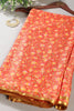 Orange Color Chiffon Floral  Printed & Zari Border Saree