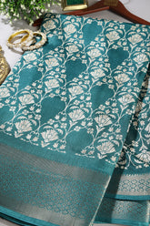 Rama Color Cotton Silk Block Printed Sar