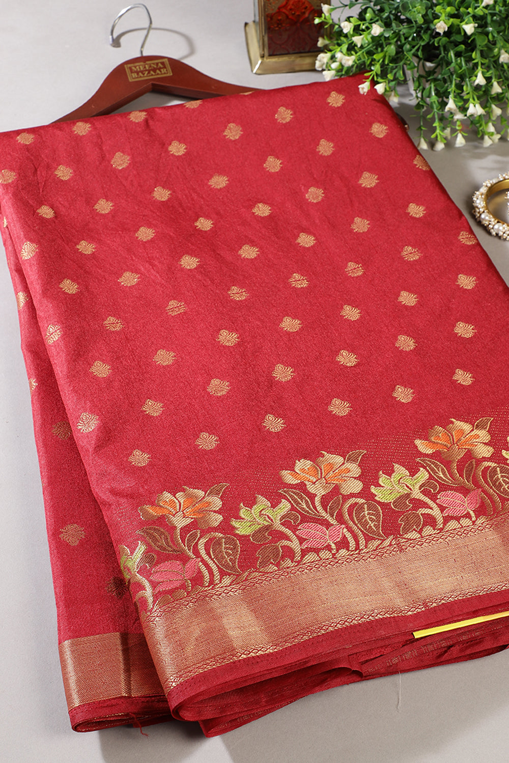 Maroon Color Silk Resham & Zari Woven Saree