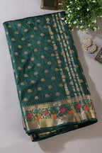 Bottle Green Resham & Zari Woven Silk Saree