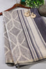 Beige & Navy Tussar Silk Printed Saree