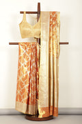 Red & Gold Dual Toned Silk Woven Banarsi Saree