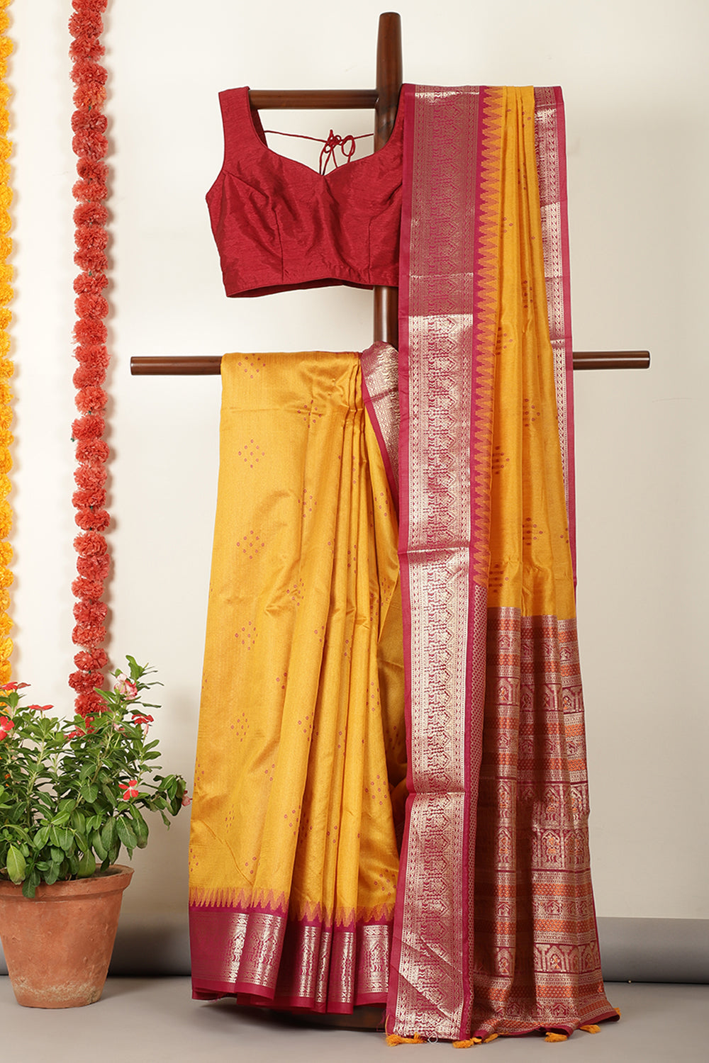 Mustard Cotton Silk Zari Woven Saree
