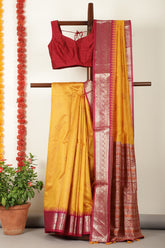 Mustard Cotton Silk Zari Woven Saree