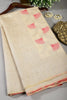 Beige & Pink Color Chanderi Cotton Zari Woven Saree