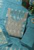 Turquoise Chanderi Silk Neck Embroidered Unstitched Suit Material