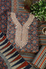 Navy Cotton Printed & Neck Embroidered Unstitched Suit Material