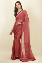 Maroon Georgette Printed Saree