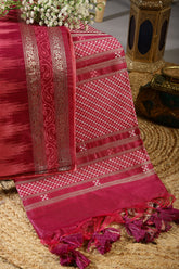 Light Coral Color Chanderi Silk Woven Saree