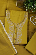 Brass Color Cotton Resham Embroidered Unstitched Suit