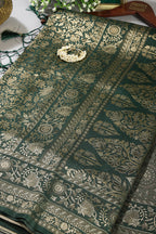 Bottle Green Colour South Silk Heavy Woven Saree