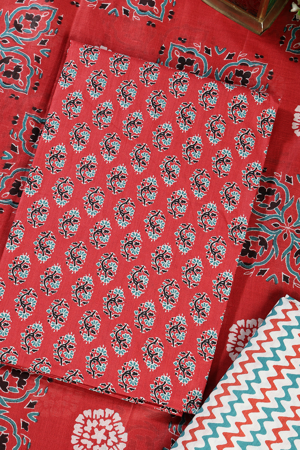 Light Maroon Poplin Cotton Printed Unstitched Suit Material