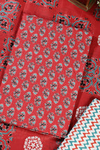 Light Maroon Poplin Cotton Printed Unstitched Suit Material