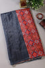 Navy Printed Tussar Silk Saree