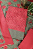 Red Spun Bandhani Printed Unstitched Suit Fabric