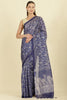 Indigo Kota Cotton Floral Jaal Printed Saree