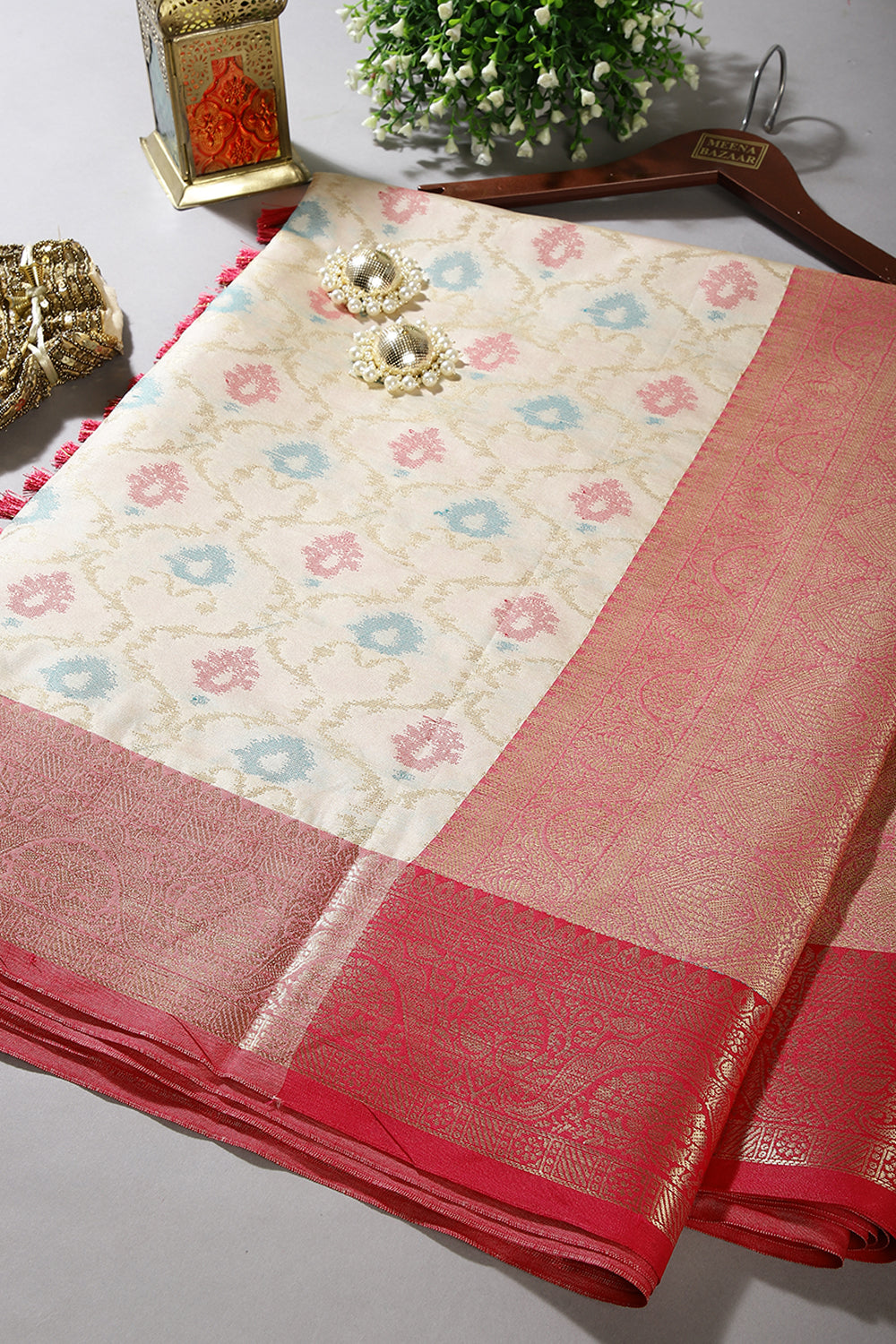 Cream Color Cotton Silk Woven Saree