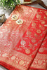 Red Color Raw Silk Woven Saree