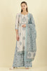 Cream Chanderi Cotton Hacoba Style & Floral Printed Unstitched Suit Material