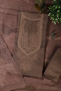 Brown Floral Jaal Printed Spun Unstitched Suit Material